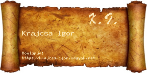 Krajcsa Igor névjegykártya